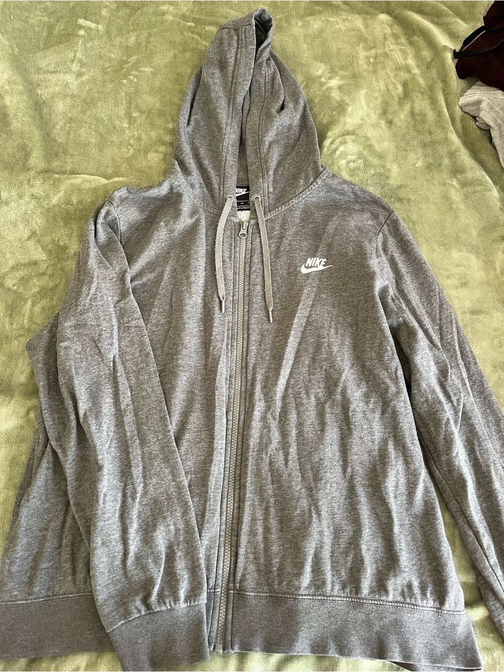 Nike Gray Full-Zip Hoodie with White Swoosh